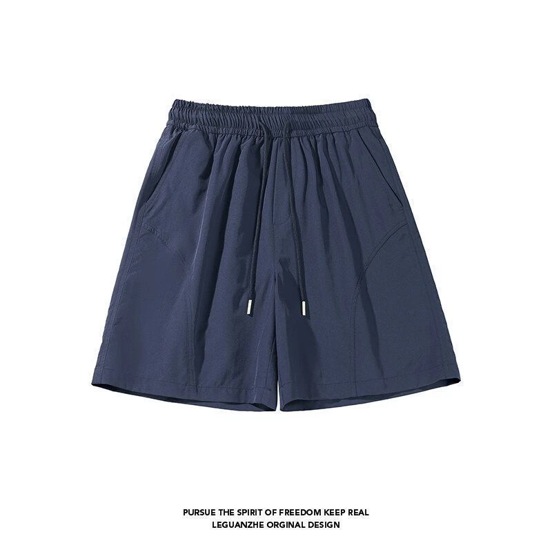 美式斜切工装短裤男夏季薄款宽松大码冰丝休闲百搭运动五分裤男生