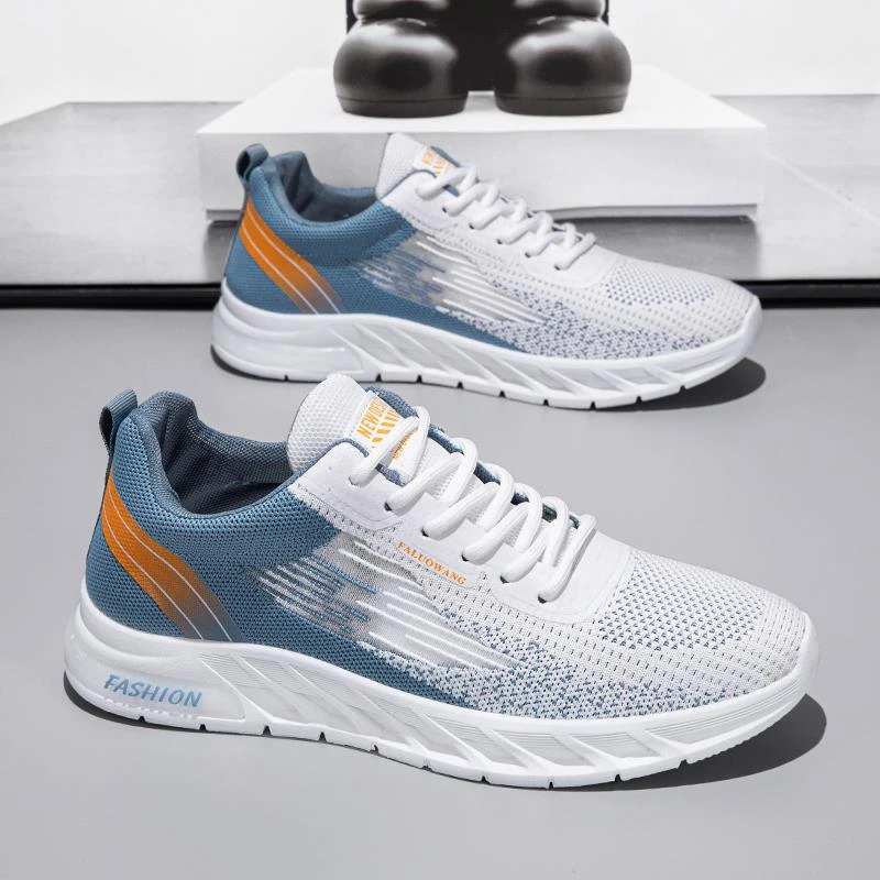 男鞋夏季透气飞织网面网鞋学生跑步防滑软底运动休闲小白老爹潮鞋
