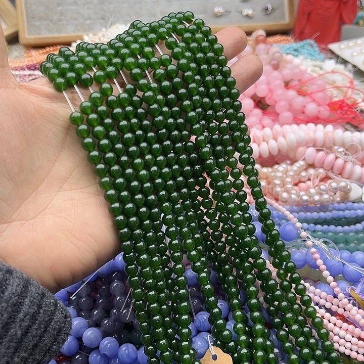 玛瑙/玉髓珠宝半成品未镶嵌一条6mm碧玉