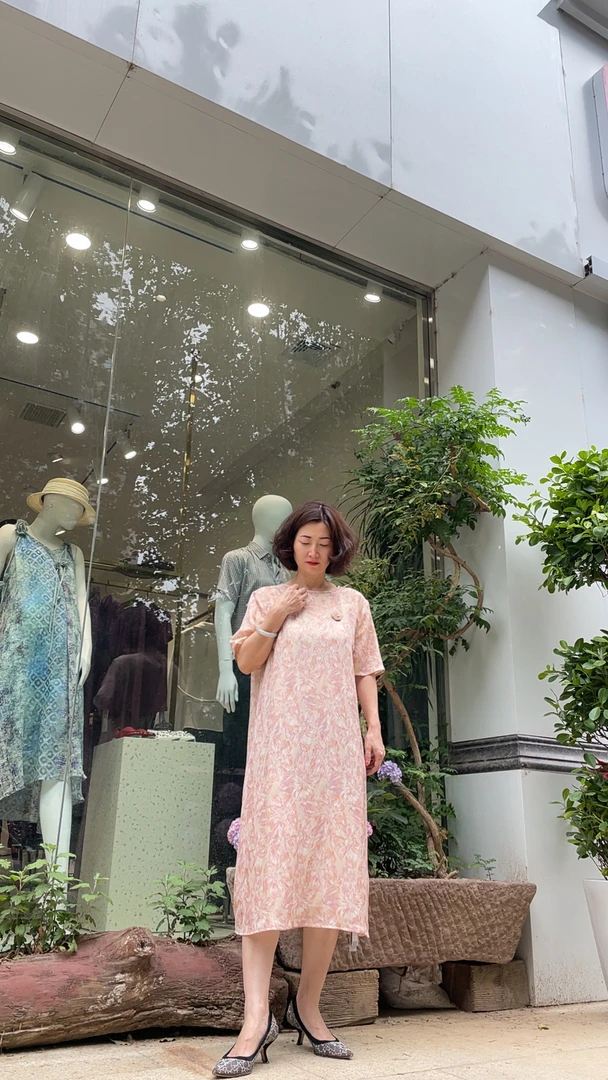 春夏复古国风新中式桑蚕丝连衣裙女装长款夏季