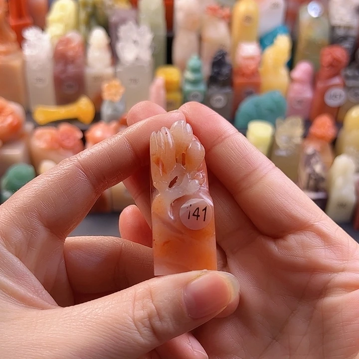 老挝石印石手工定制，1.9厘米，玉兰，包刻字