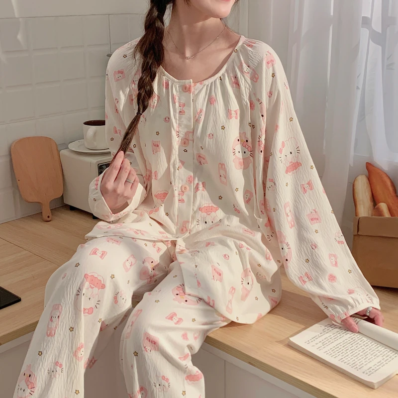 带胸垫孕妇睡衣夏季薄款产后产妇喂奶月子服哺乳春秋家居服