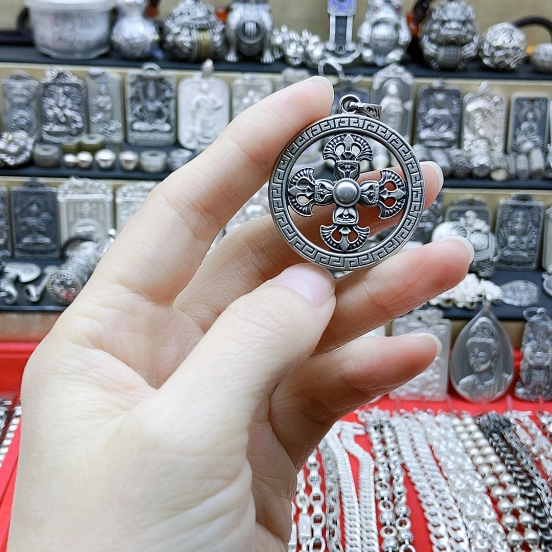 吊坠足银纯银金刚杵吊坠