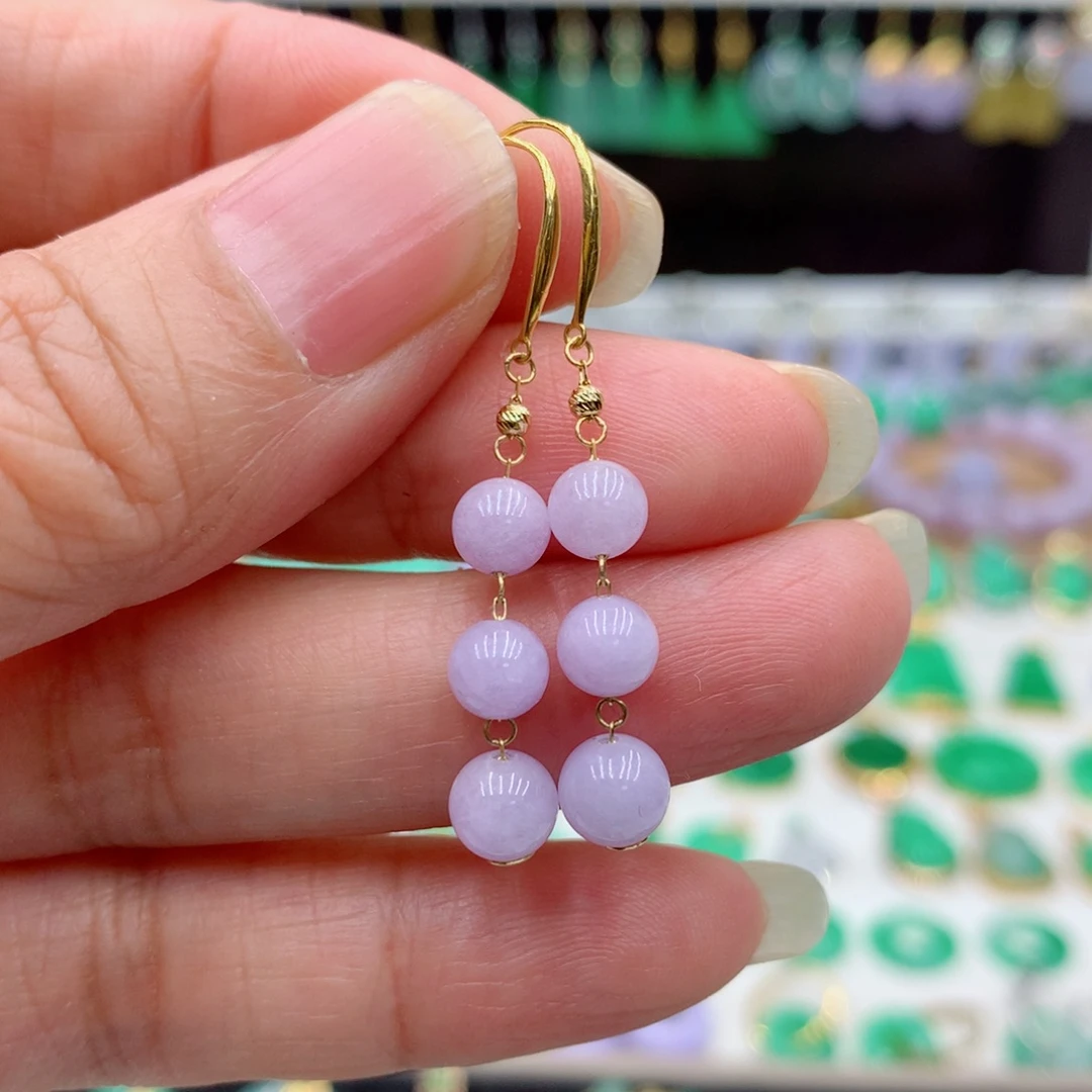 翡翠18K金镶嵌耳饰