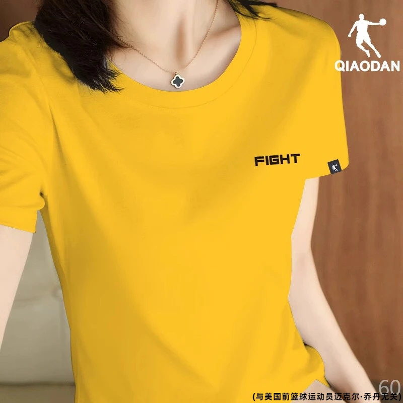 乔丹短袖t恤女2025新款春夏季运动上衣透气体恤打底T宽松情侣女士