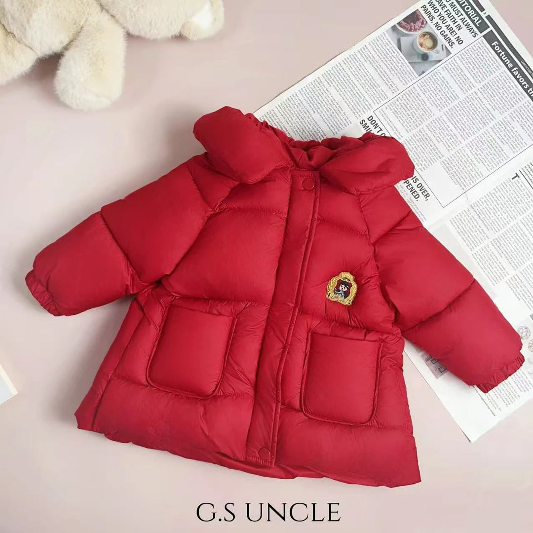 【加厚棉服】Z191现货女宝冬款加厚棉服新年红洋气百搭简约儿童童装