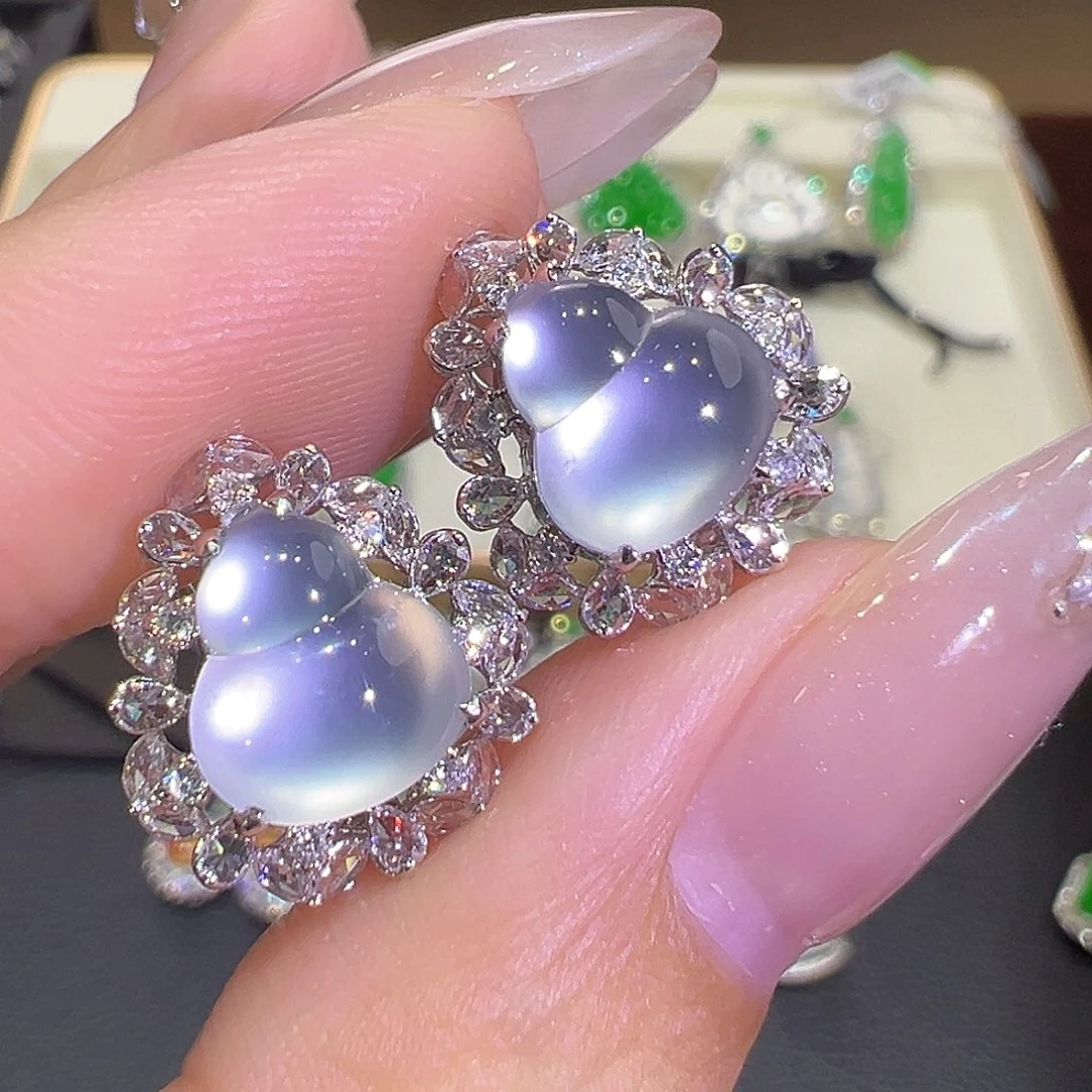 翡翠18K金镶嵌耳环翡翠