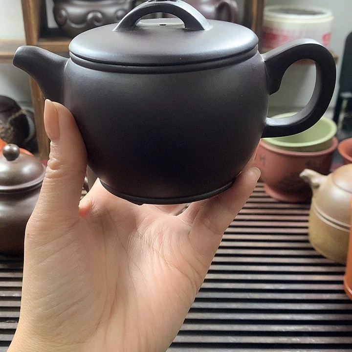 紫砂茶壶茄皮紫汉瓦230c