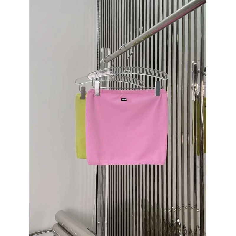 徽标针织抹胸 谬家多巴胺亮色时尚辣妹字母上衣