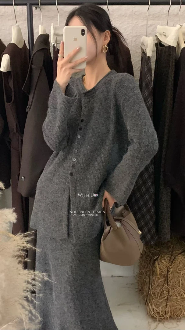 米满满-With（5016#）韩系百搭显瘦针织套装