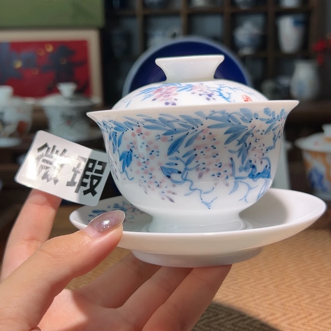 【闪购商品】微瑕 手绘 盖碗