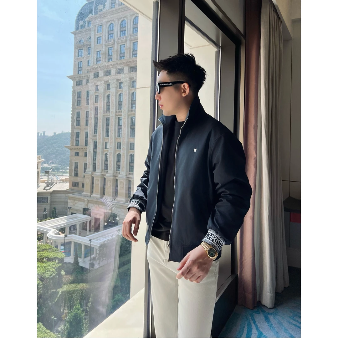 【蓝色蜜蜂夹克】李查德痞帅男装秋季短款上衣男士撞色休闲夹克外套