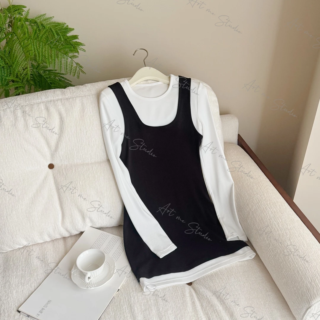 Artme瓜瓜【正妹必备棉感极舒适高弹黄金内搭假两件连衣裙】w1324j2