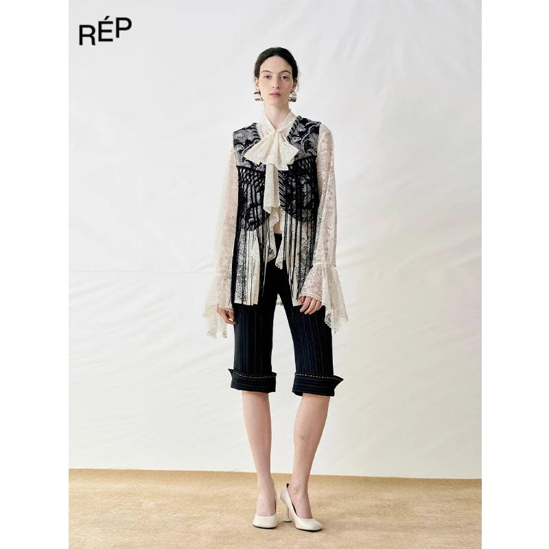 REP-CELLO SONATA设计师品牌花色提花流苏撞色边缘马甲 25FW新品