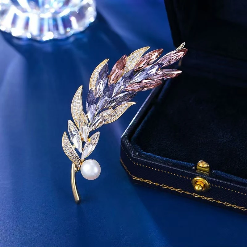 铜合金合成锆石胸针 【88555】紫色贝珠秋季新款服装搭配饰品胸针