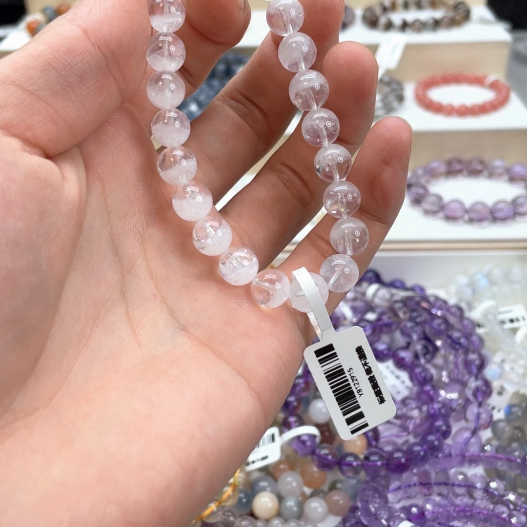 单***单水晶手串未镶嵌白幽灵8mm