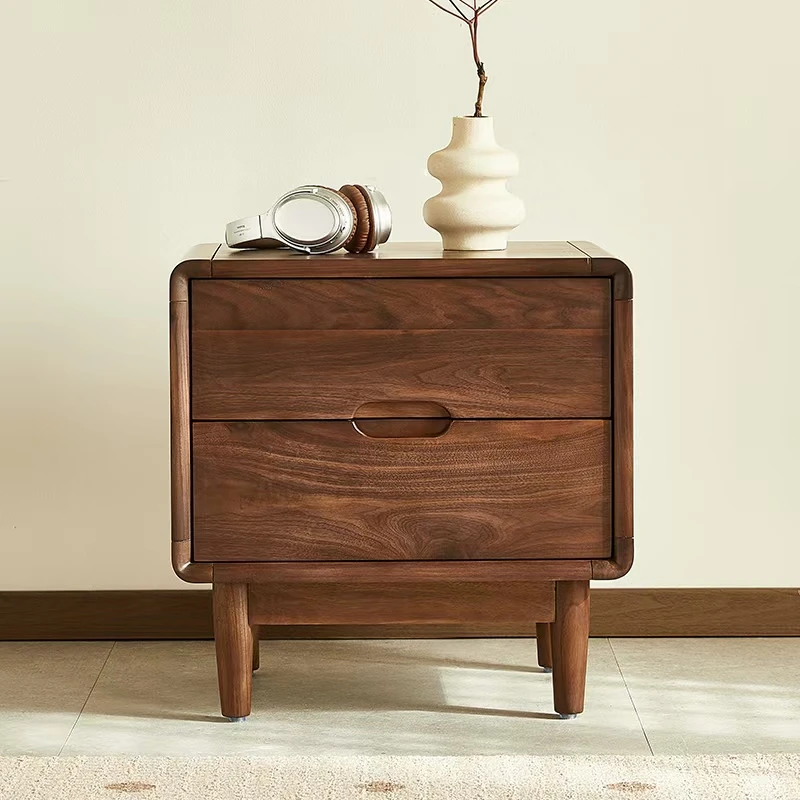 床头柜【北美黑胡桃】卧室收纳储物柜实木小型床边柜床边简约