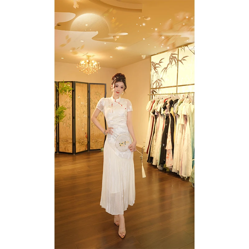 【清风明月】新中式国风改良旗袍连衣裙高级感显瘦修身气质长裙女夏
