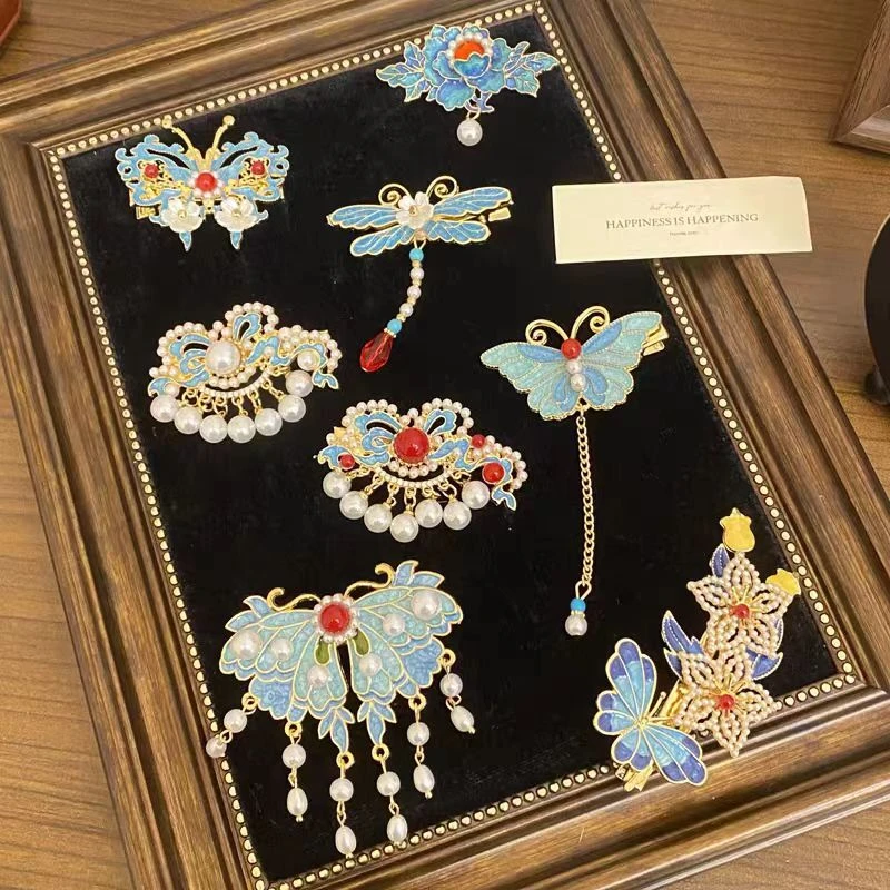 鬓边海棠！新中式古典发夹！国风花朵侧边夹旗袍汉服配饰侧边发卡