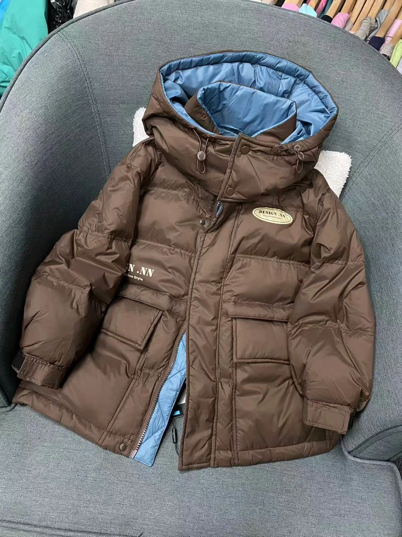 楠楠潮牌90白鸭绒中大童羽绒服05037咖色