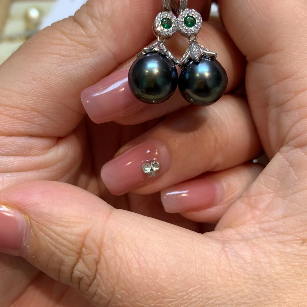 海水珍珠耳饰银S925镶嵌