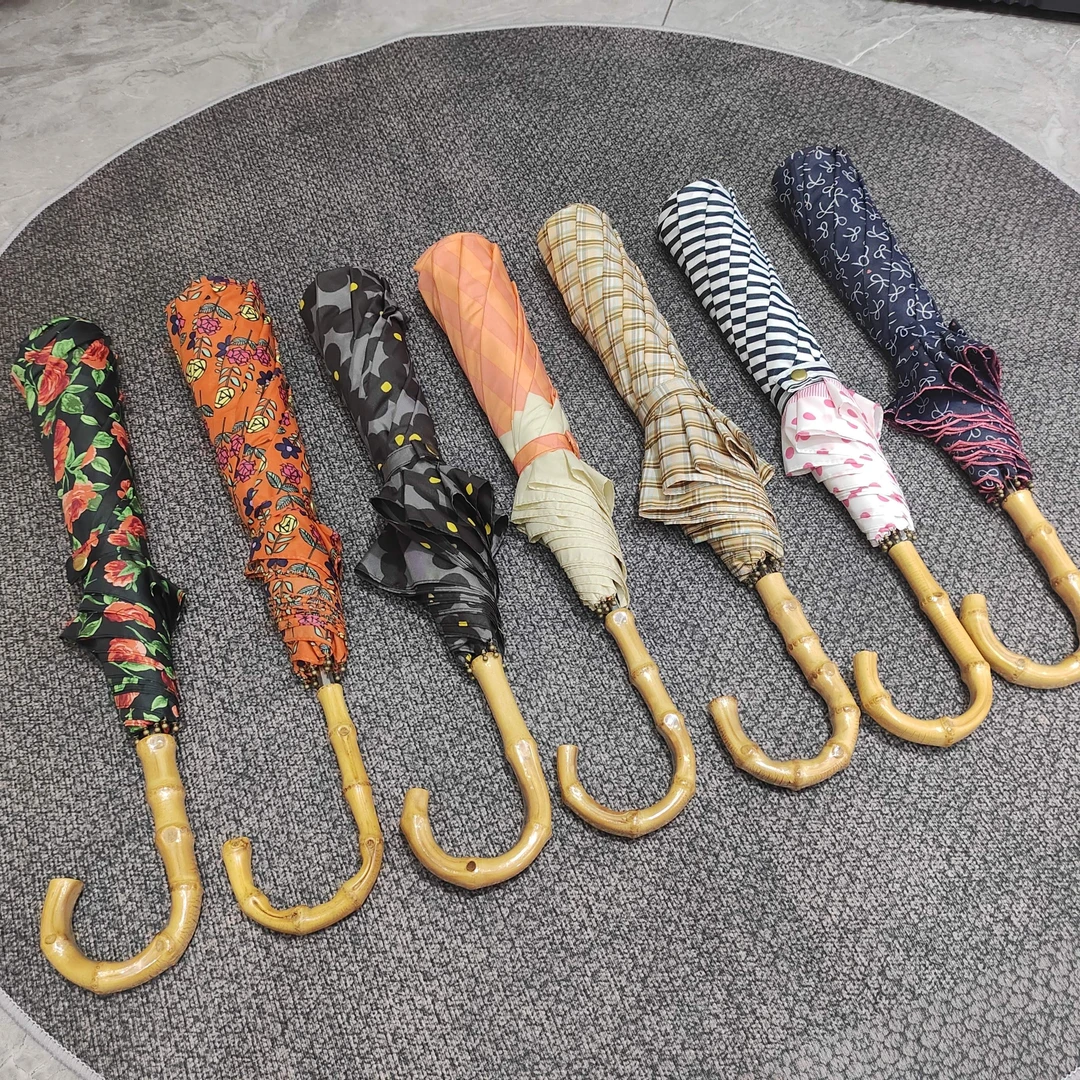 二折竹柄伞复古加大伞面八股UV防紫外线抗风防雨两用百搭晴雨伞