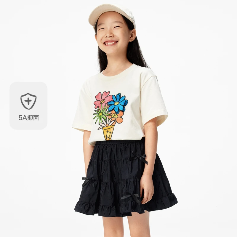 5A抑菌 littlemoco童装25春新款女童印花短袖T恤#KBE1TEET09