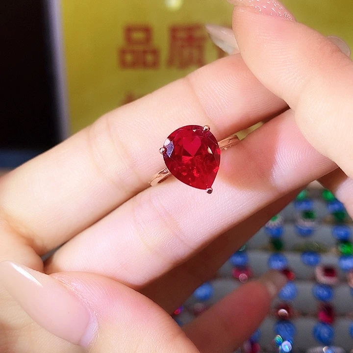 红宝石戒指银S925镶嵌