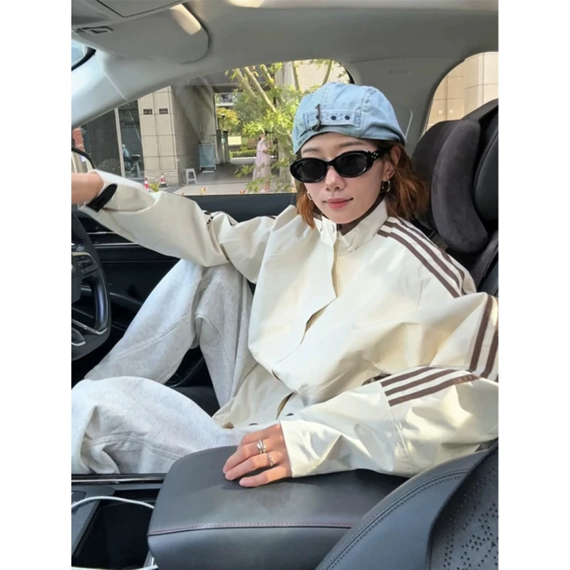 美式三条杠立领外套男女款秋季户外运动秋季薄外套美式三防立领男