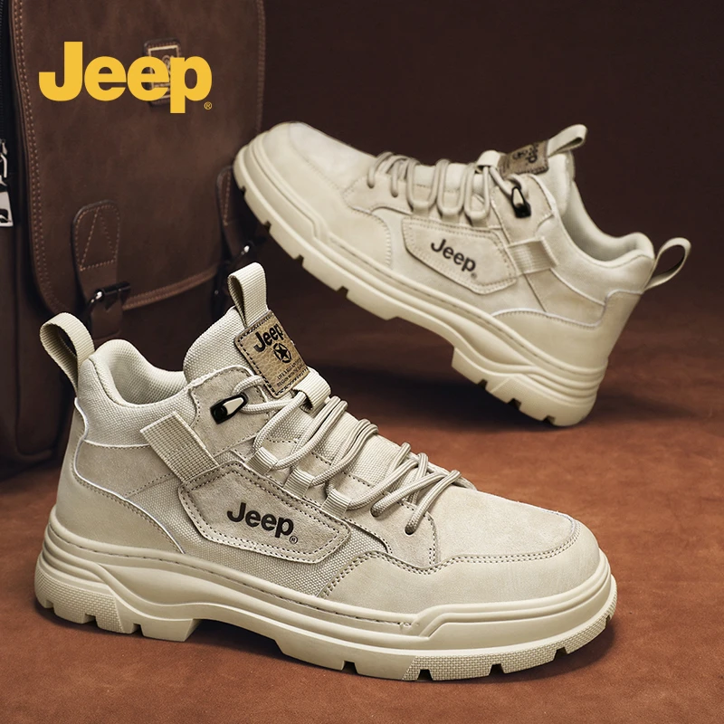 JEEP吉普男鞋马丁靴2025冬季新款复古中帮工装鞋男士运动登山鞋子