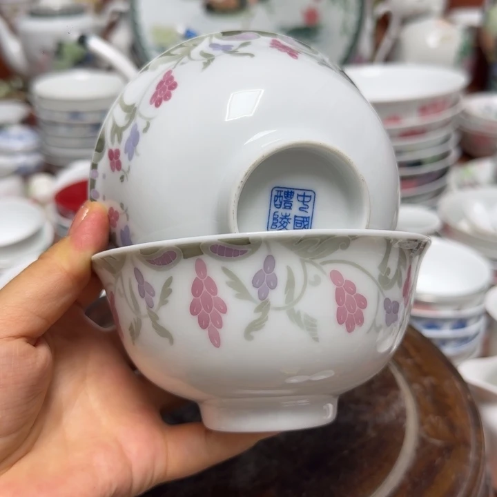 醴陵高温瓷釉下五彩手绘12厘米2个