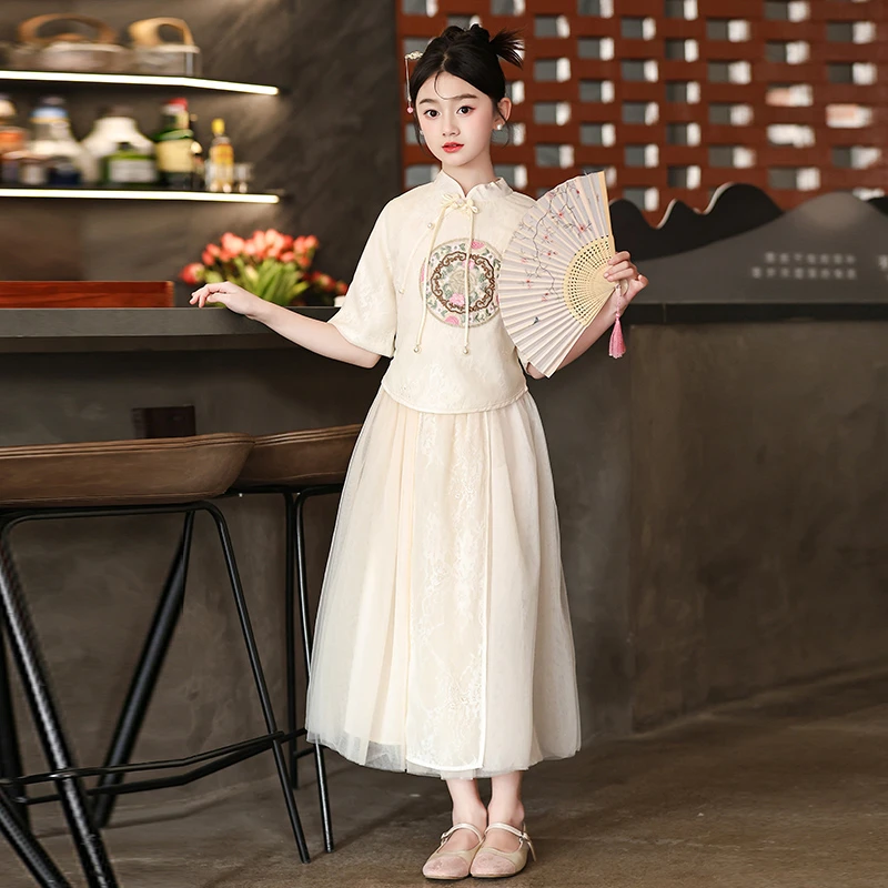 儿童国风新中式女童汉服夏季连衣裙2025新款夏装公主套装裙子唐装