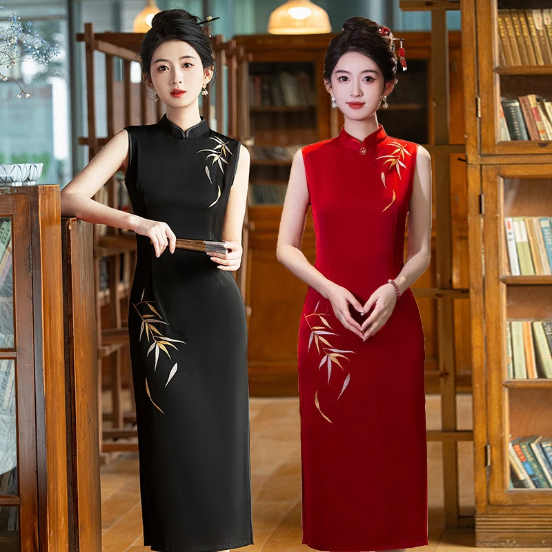 【合欢】红色订婚旗袍晨袍敬酒服日常气质新中式结婚长款旗袍连衣裙