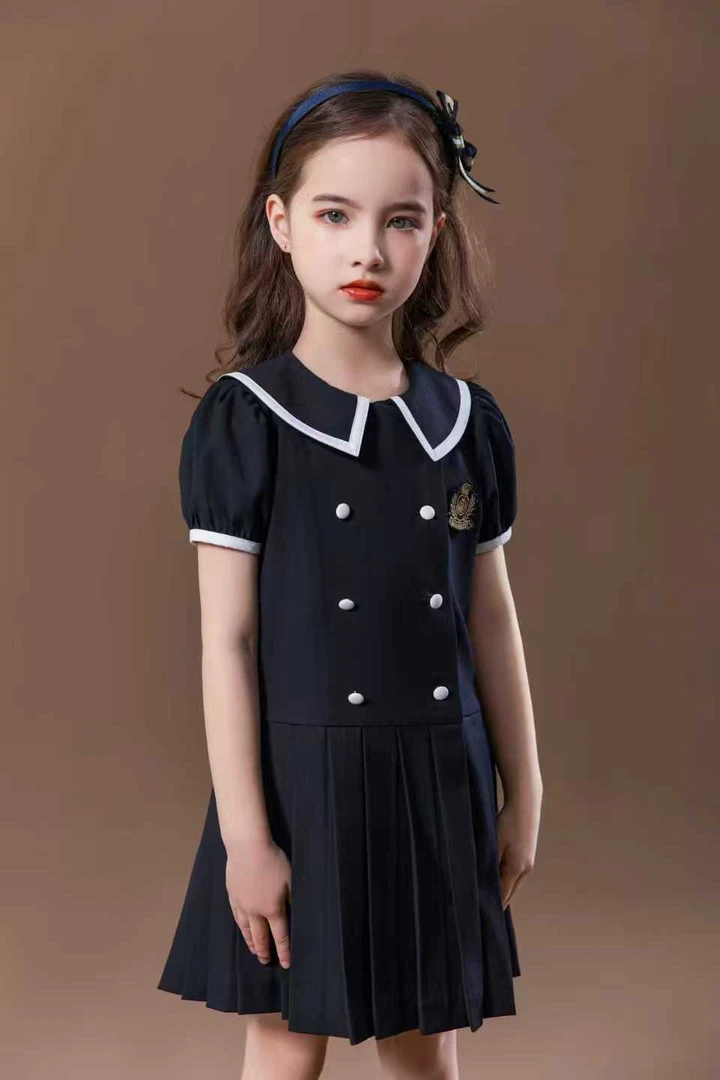 贵族学校连衣群女童夏季学院风洋气中小童短袖新款