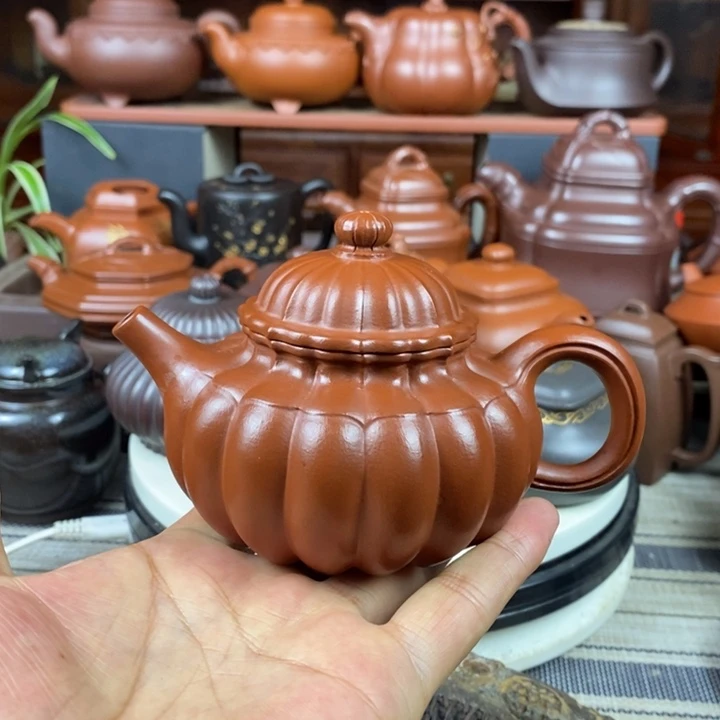 茶壶紫砂筋纹容天230CC原矿赵庄朱泥特价