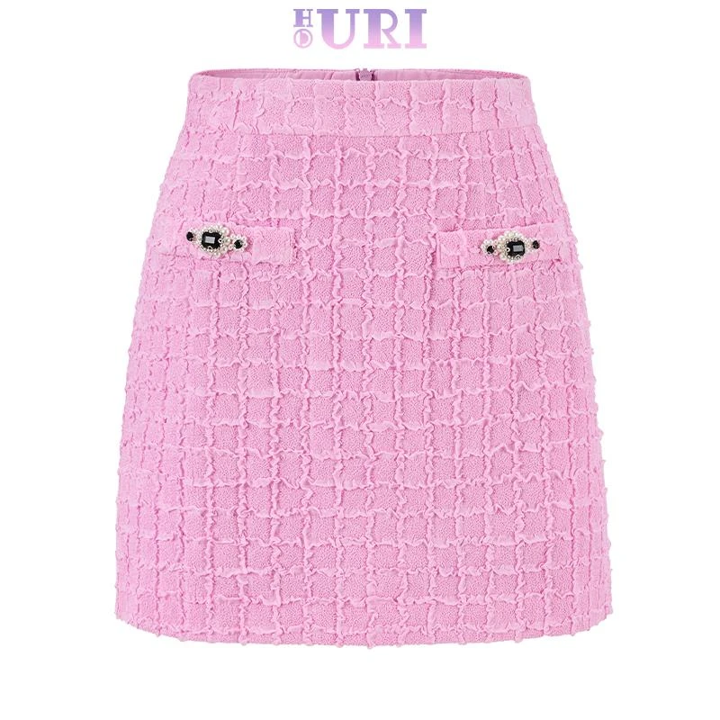 HOURI/海蕾琳春季新款法式复古格子半身裙女高腰显瘦A字包臀短裙