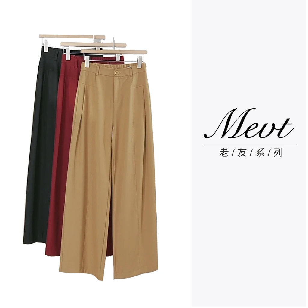 MEVT｜老友｜莱赛尔A版风琴阔腿裤垂感立体挺阔高腰时尚复古宽松