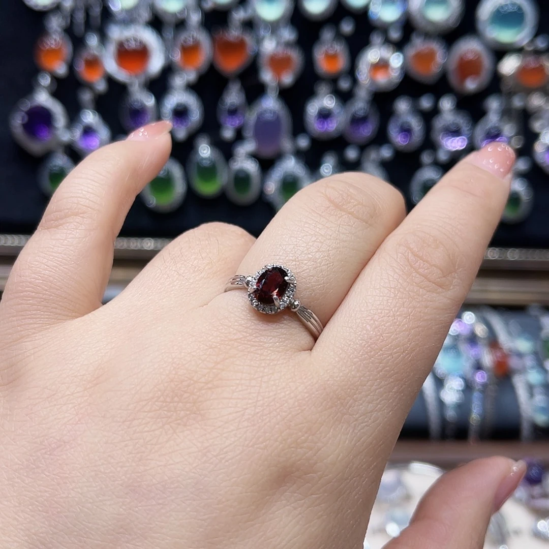 蛇纹石玉银S925镶嵌戒指