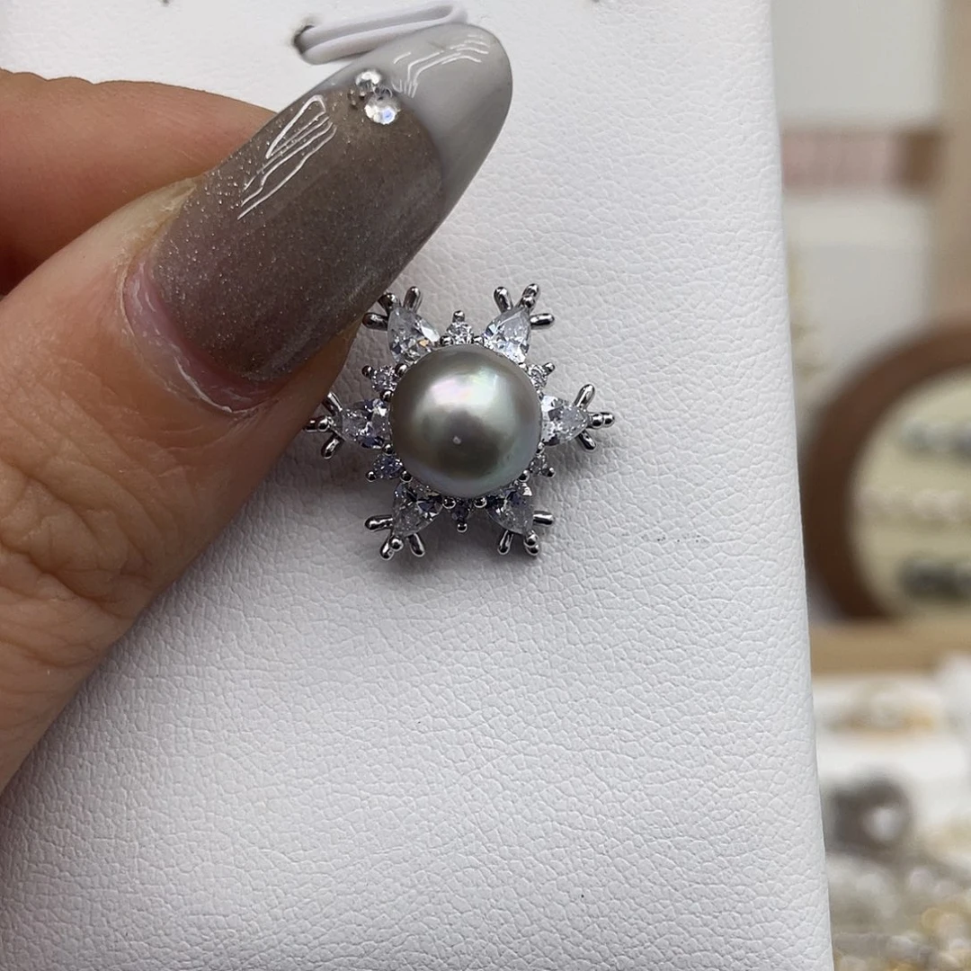 吊坠(不含链)银S925镶嵌海水珍珠