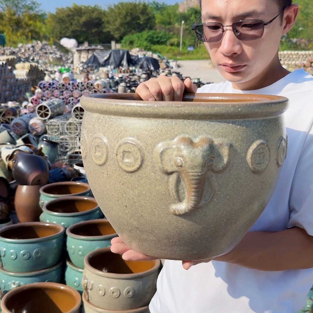 紫砂花盆口30高20（一个大象灰水缸