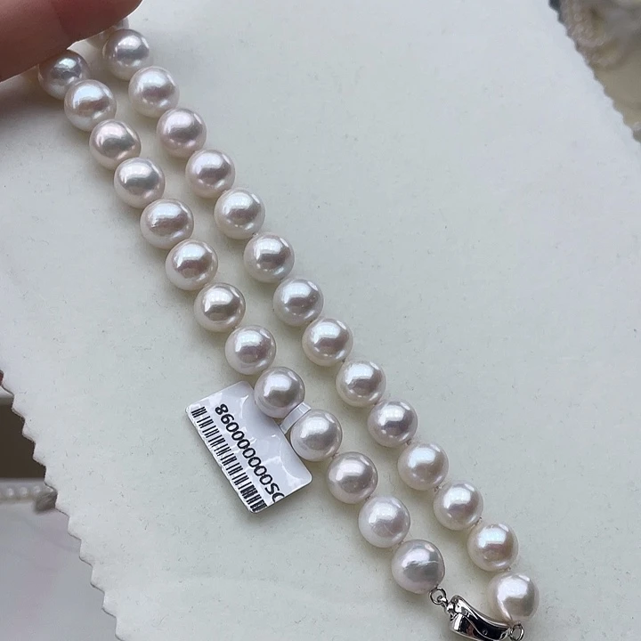 淡水珍珠颈饰银S925镶嵌卡11➕高品极光白炫天女粉