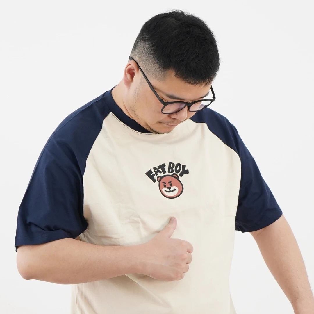 合作款原创。纯棉全棉插肩袖男士短袖T恤印花休闲小熊半袖夏季新