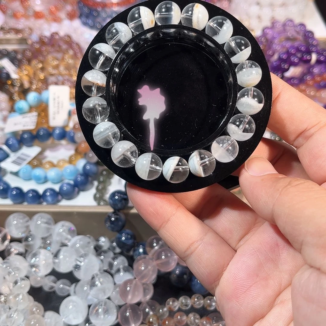 水晶手链未镶嵌蓝兔毛半盆10mm