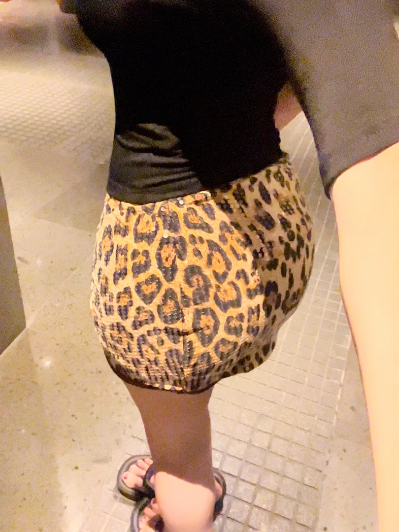 燃燃家欧美风豹纹亮片低腰高弹包臀半身裙性感辣妹短裙迷你裙