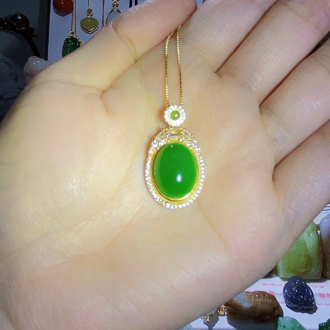 和田玉银S925镶嵌颈饰