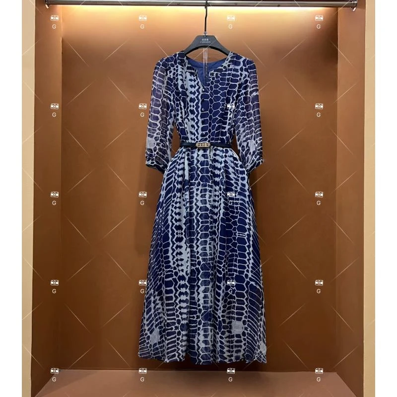 【漫】春夏丨设计师轻奢法式印花女士连衣裙 GS-56038