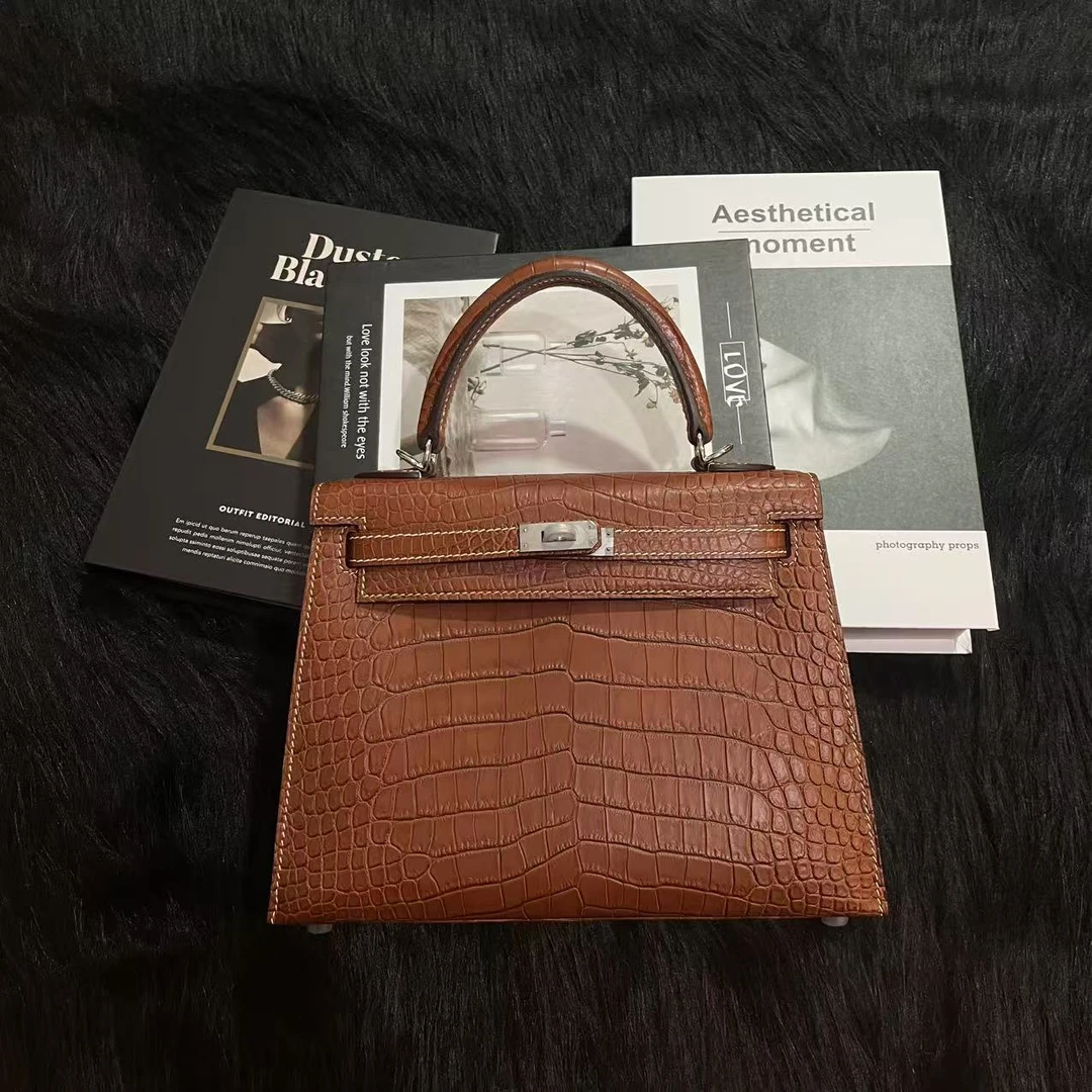 梵卡奇kl25马鞍鳄鱼皮女包-高档手工鳄鱼皮女包