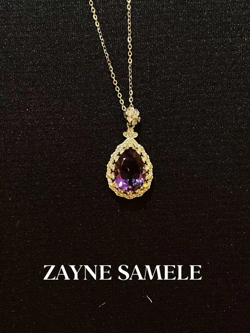 天然紫水晶吊坠 ZAYNE SAMELE·堕天使 S925银镶天然宝石
