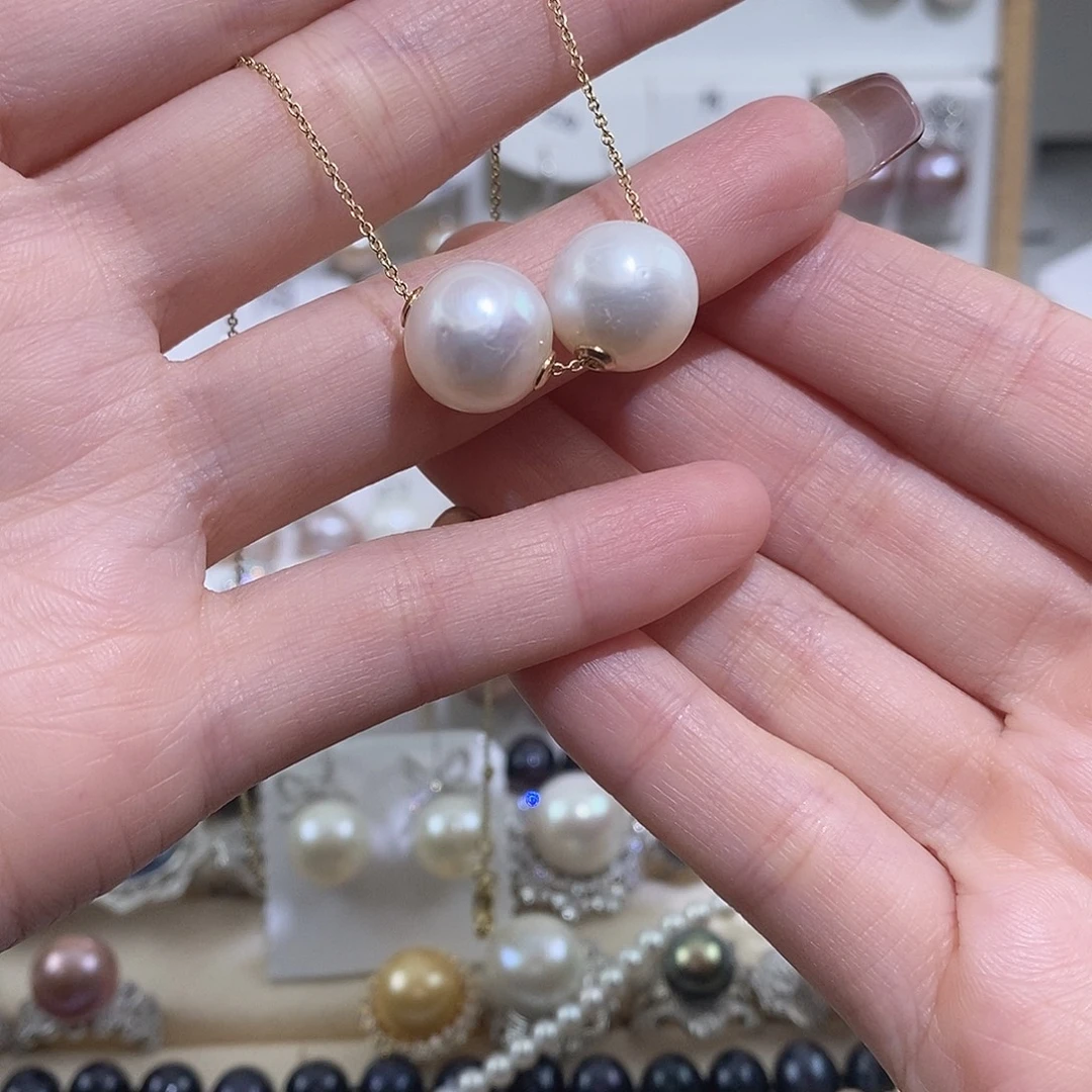 红***银S925镶嵌淡水珍珠吊坠(赠链)w12有瑕疵2颗