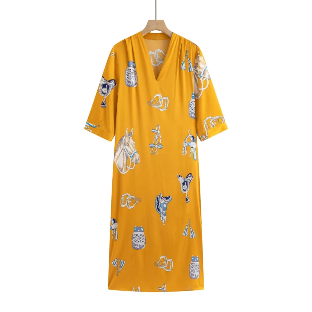 【宸慕服饰】2025新款桑蚕丝重磅气质时尚高端连衣裙25061